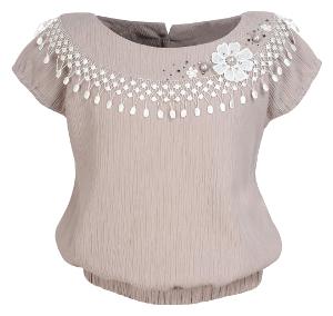 

Cutecumber Girl Crepe Embellished Top - Grey