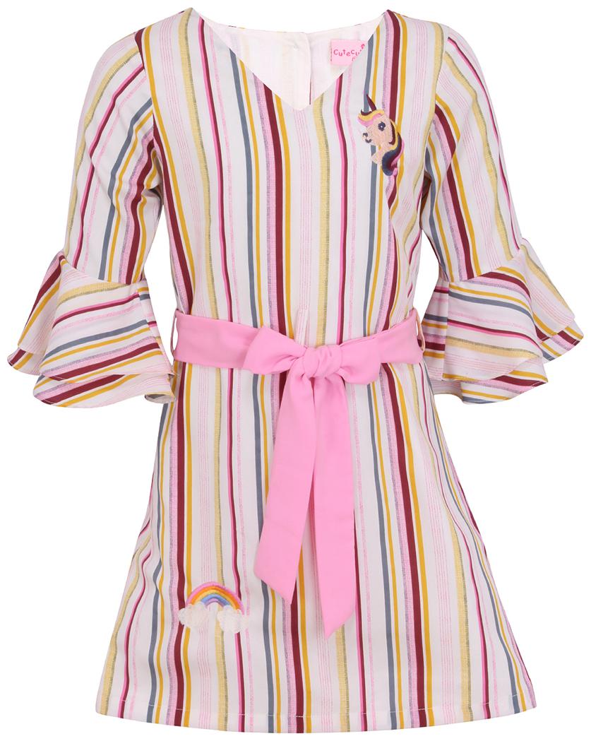 

Cutecumber Multi Cotton Full Sleeves Knee Length Princess Frock ( Pack of 1 )