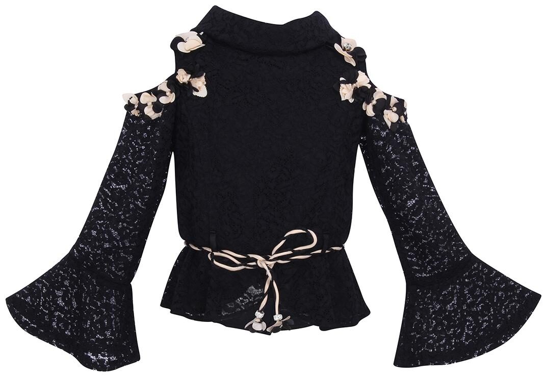 

Cutecumber Girl Lace Self design Top - Black
