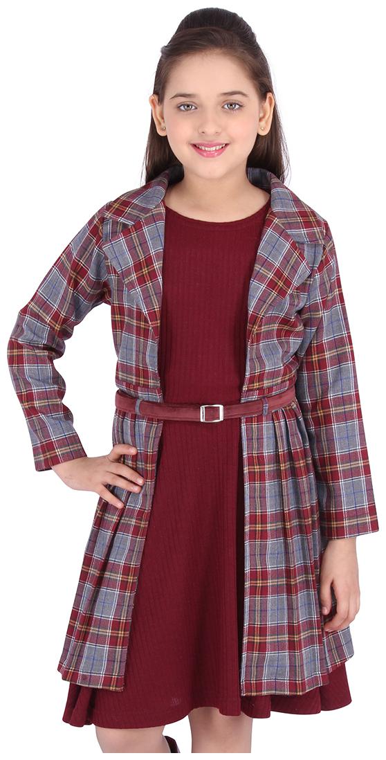 

Cutecumber Maroon Cotton Full Sleeves Knee Length Princess Frock ( Pack of 1 )