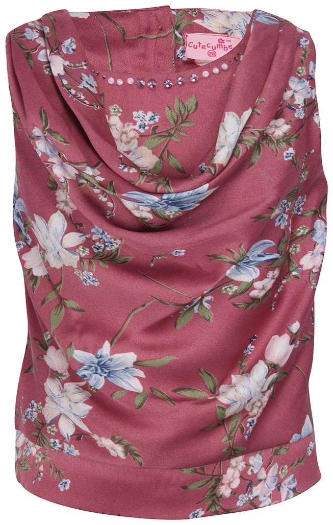 

Cutecumber Satin Floral Top for Baby Girl - Pink