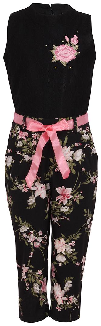 

Cutecumber Baby girl Polyester Floral Jumpsuit - Black