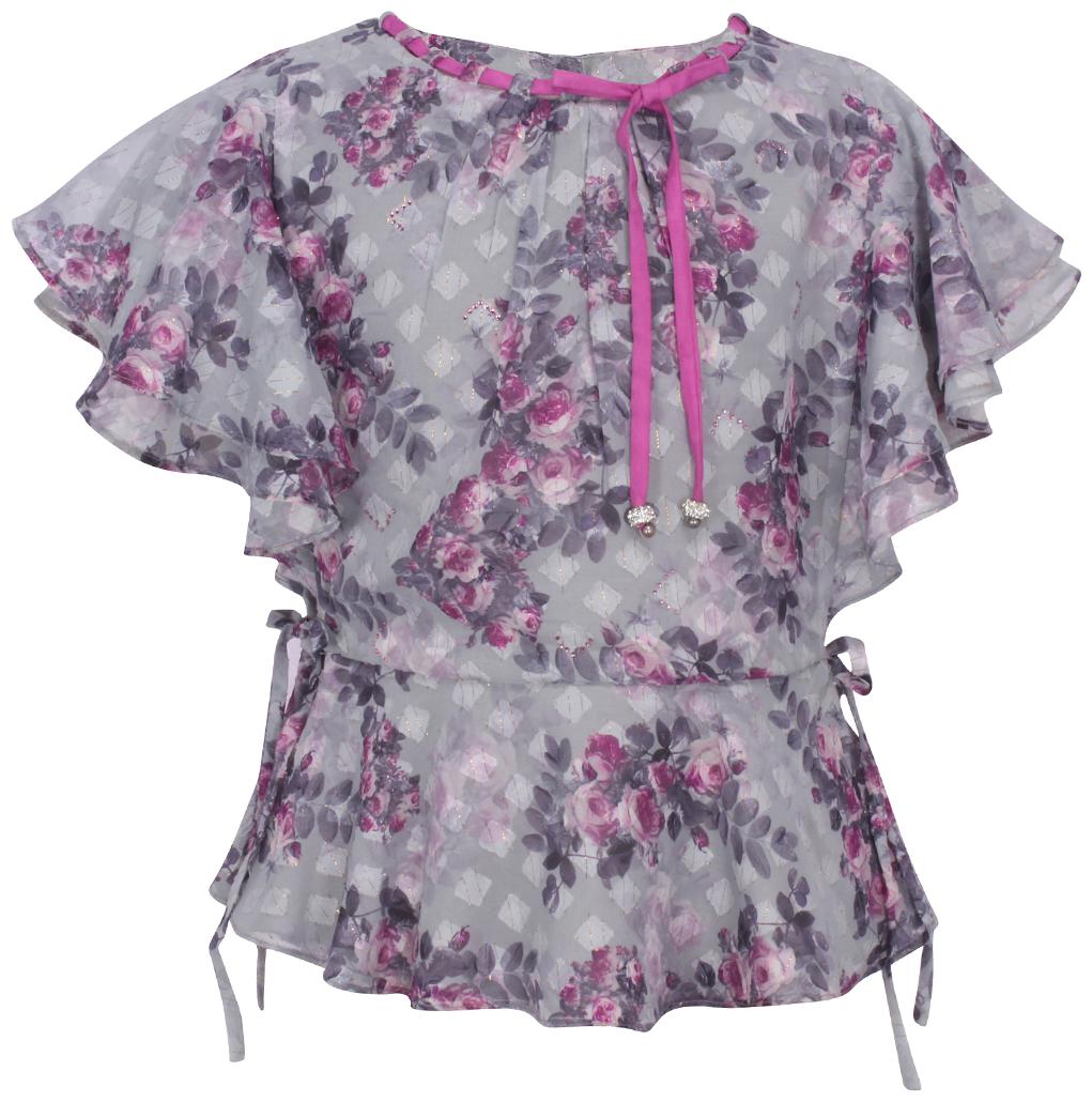 

Cutecumber Girl Georgette Printed Top - Grey