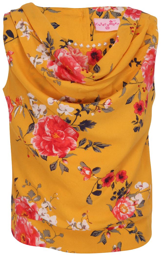 

Cutecumber Girl Satin Floral Top - Yellow