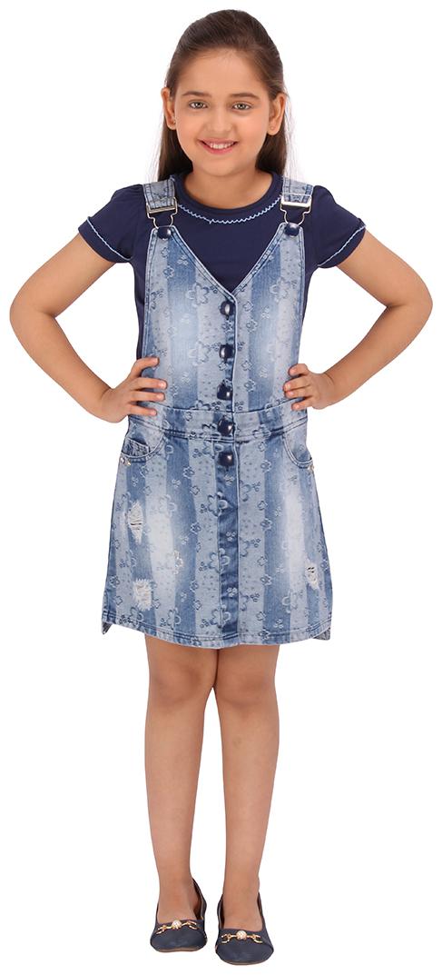 

Cutecumber Blue Denim Short Sleeves Knee Length Princess Frock ( Pack of 1 )