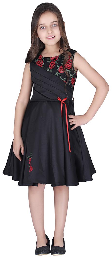 

Cutecumber Baby girl Satin Embellished Princess frock - Black