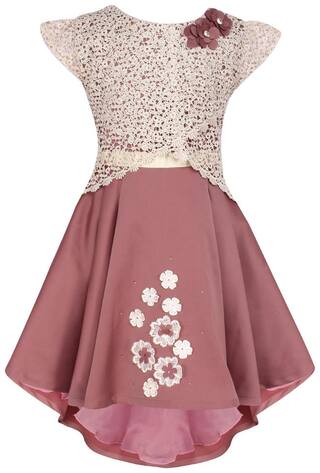 Cutecumber Girls Partywear Lace Fabric & Satin Top