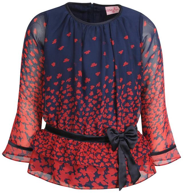 Cutecumber Girl Georgette Printed Top - Multi