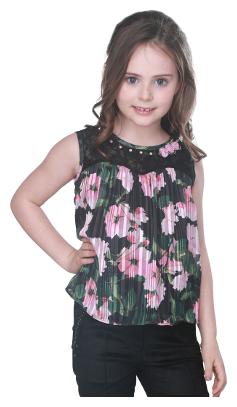 

Cutecumber Georgette Solid Top for Baby Girl - Black
