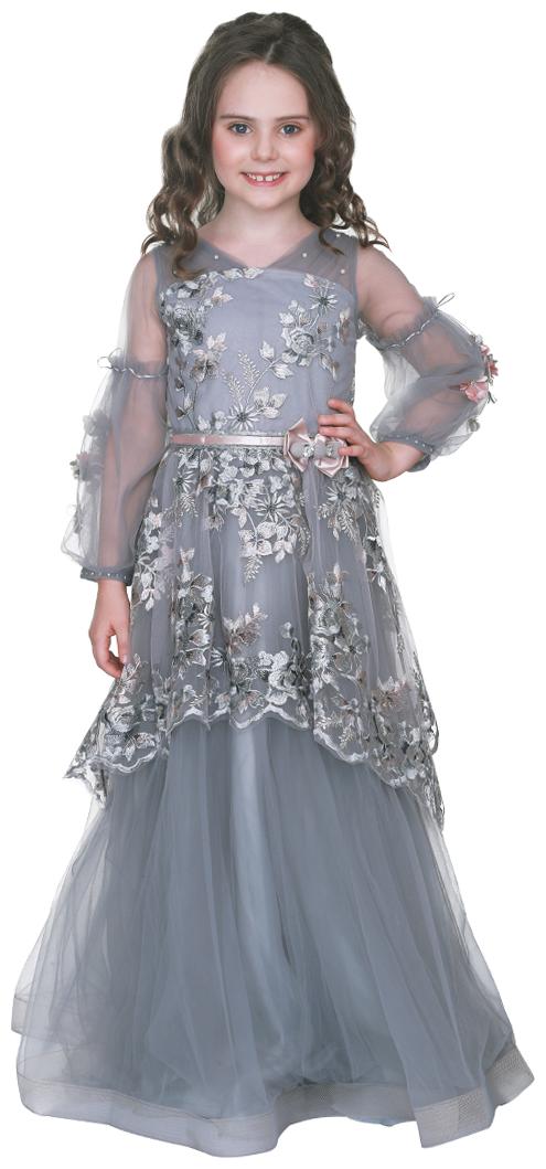 

Cutecumber Baby girl Net Embellished Princess frock - Grey