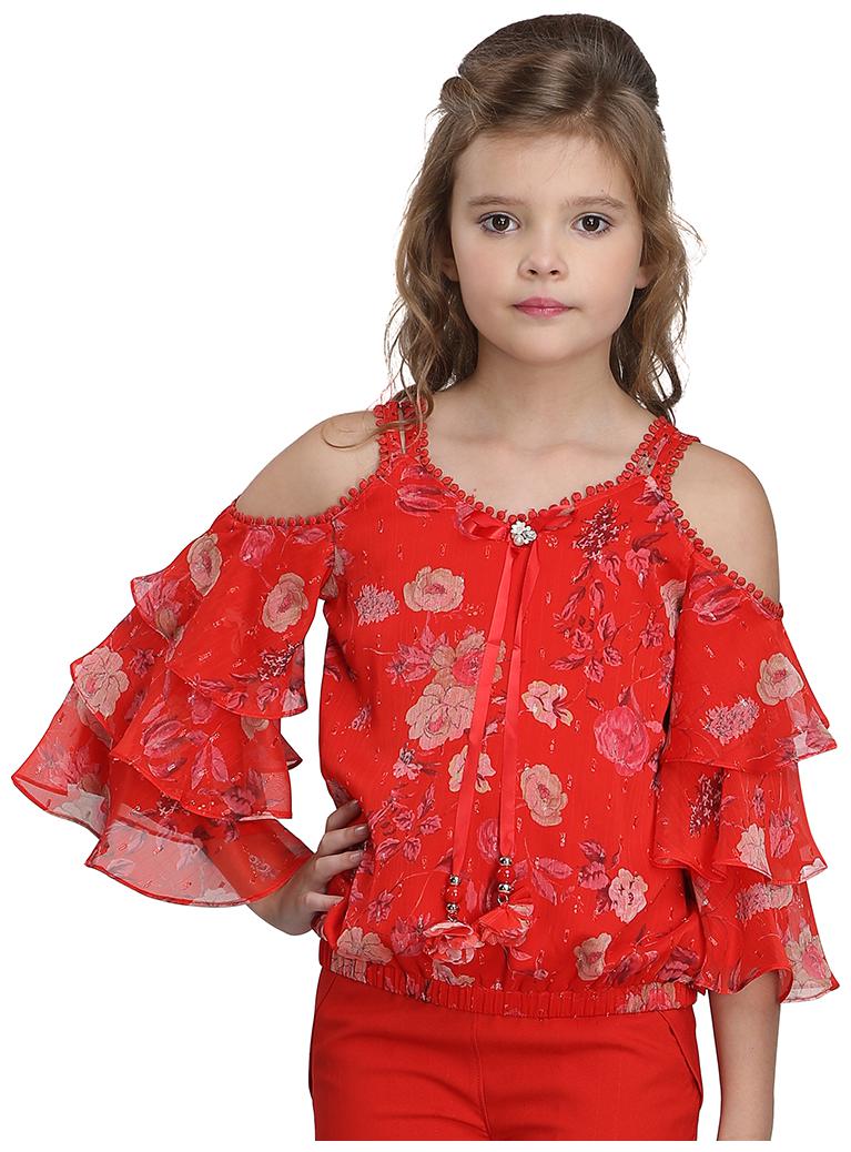 

Cutecumber Girl Georgette Floral Top - Red