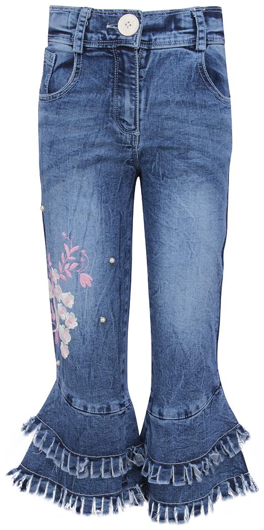 

Cutecumber Girl Denim Embroidered Capri - Blue