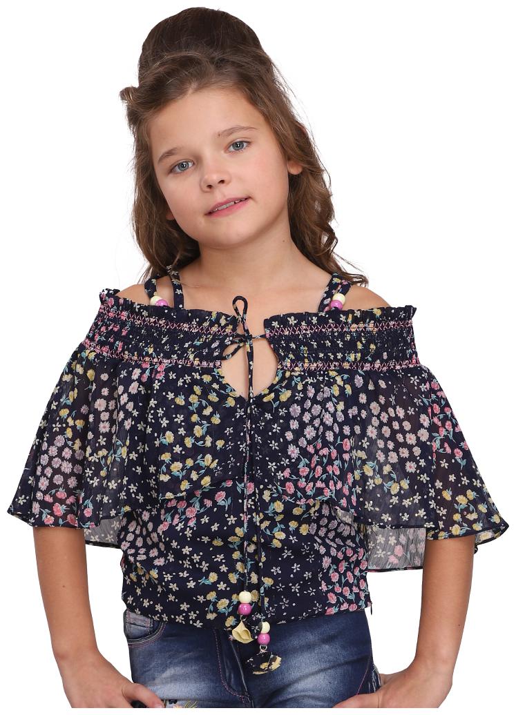 

Cutecumber Girl Georgette Floral Top - Blue