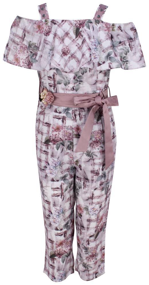Cutecumber Baby girl Georgette Floral Jumpsuit - Pink