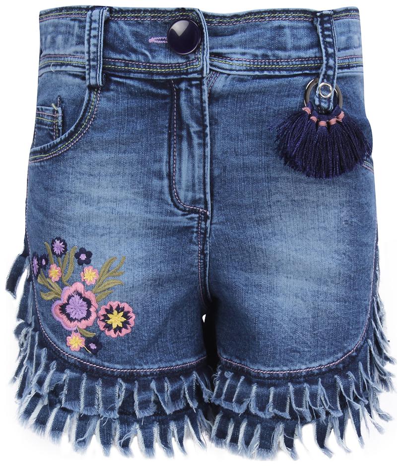 

Cutecumber Girl Denim Embroidered Denim shorts - Blue