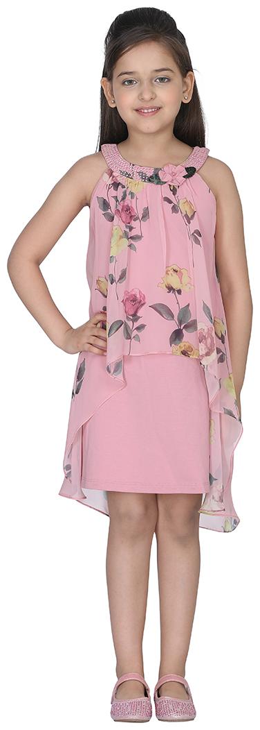 

Cutecumber Pink Georgette Sleeveless Knee Length Princess Frock ( Pack of 1 )