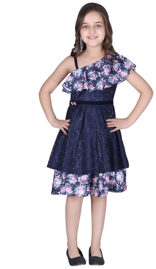 

Cutecumber Blue Lace Sleeveless Knee Length Princess Frock ( Pack of 1 )