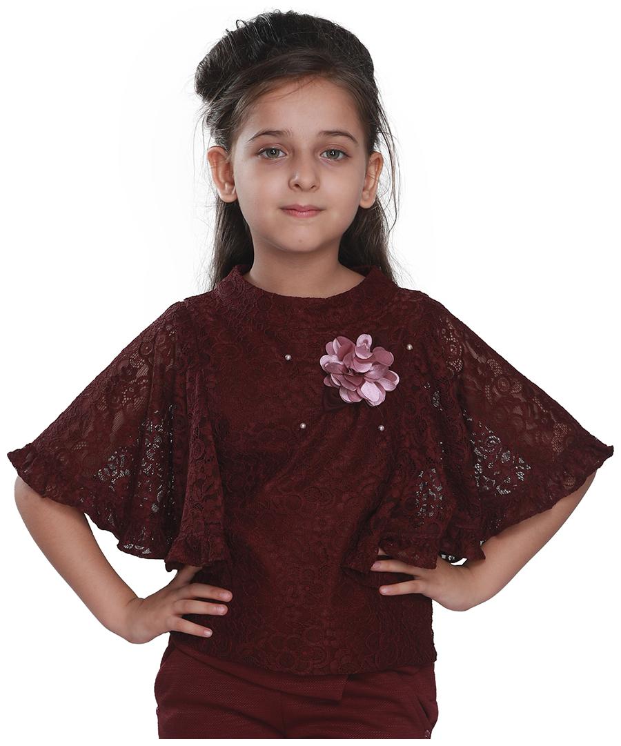 

Cutecumber Girl Lace Solid Top - Maroon