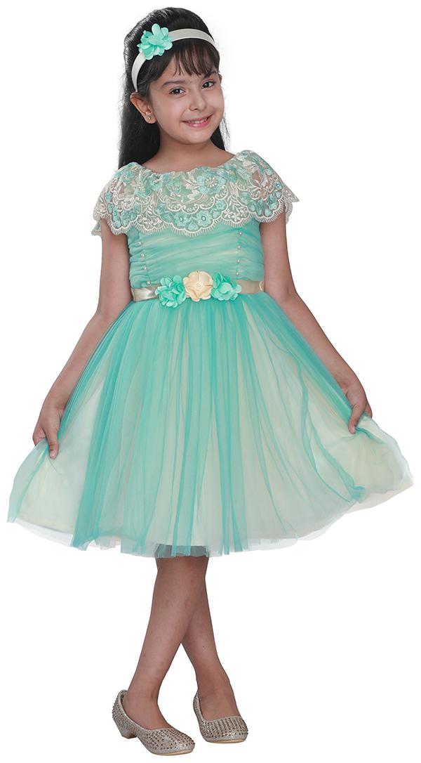 

Cutecumber Baby girl Net Solid Princess frock - Green