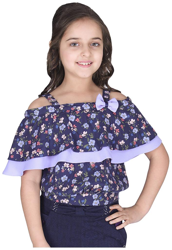 

Cutecumber Girl Polyester Floral Top - Blue