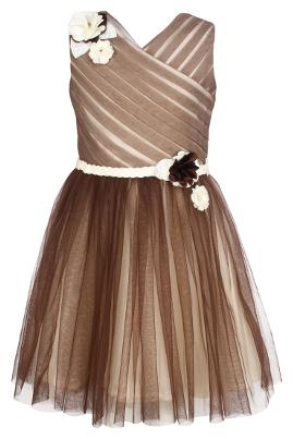 

Cutecumber Baby girl Net Solid Princess frock - Brown