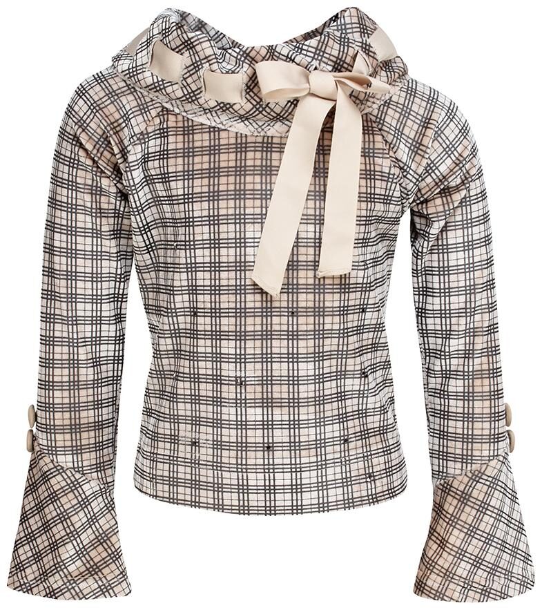 

Cutecumber Girl Polyester Checked Top - Beige