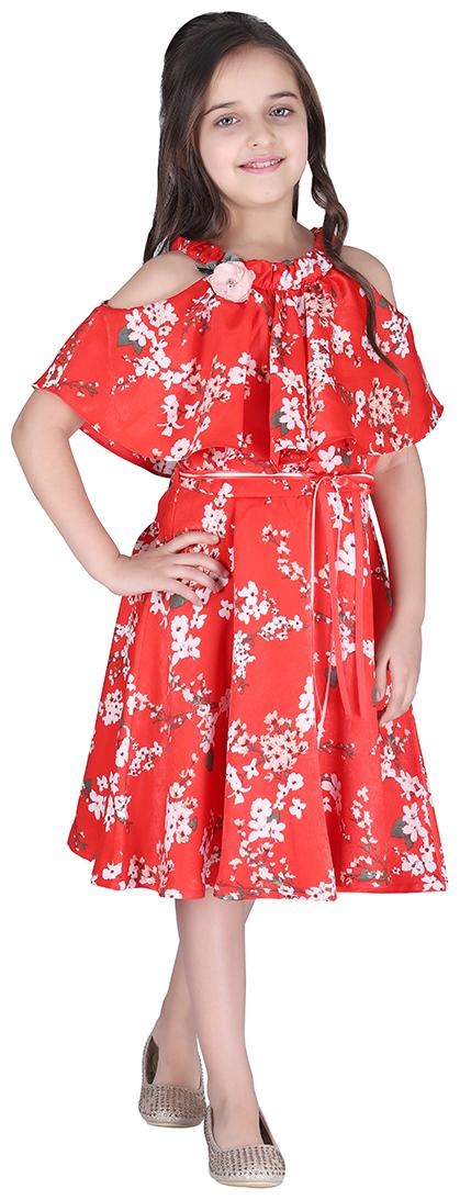 

Cutecumber Red Satin Sleeveless Knee Length Princess Frock ( Pack of 1 )