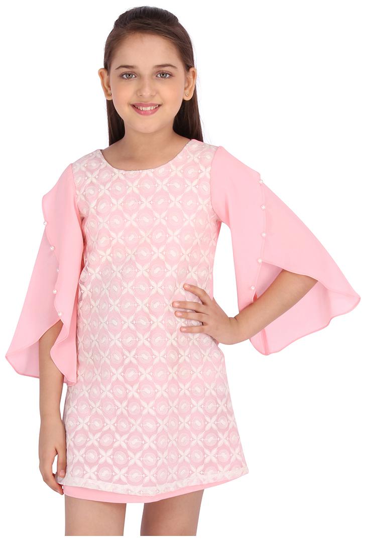 

Cutecumber Pink Georgette 3 4th Sleeves Knee Length Princess Frock ( Pack of 1 )