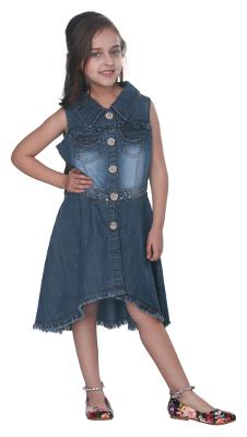 

Cutecumber Blue Denim Sleeveless Knee Length Collar Frock ( Pack of 1 )