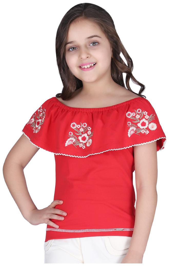 

Cutecumber Girl Cotton Floral Top - Red