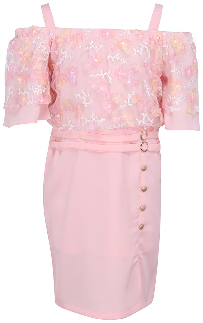 

Cutecumber Pink Georgette Short Sleeves Knee Length Princess Frock ( Pack of 1 )