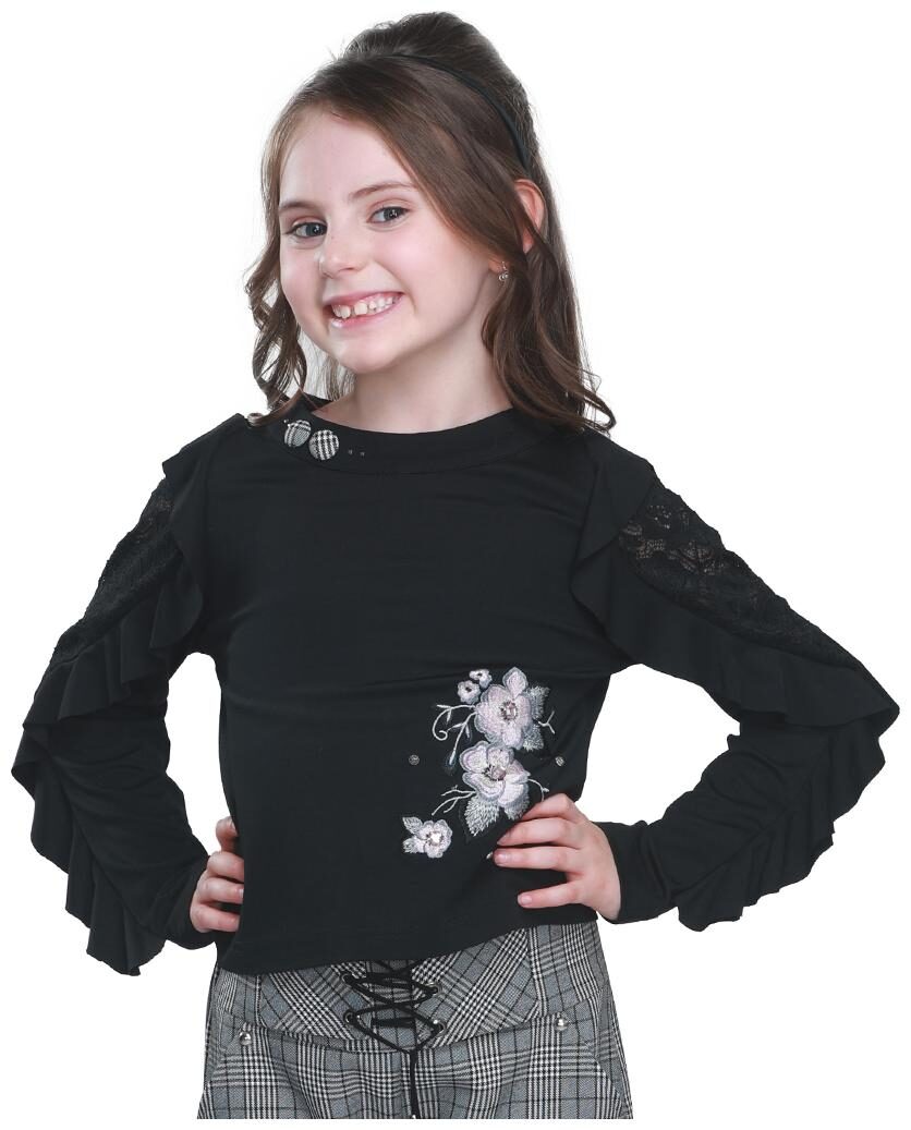 

Cutecumber Cotton Solid Top for Baby Girl - Black