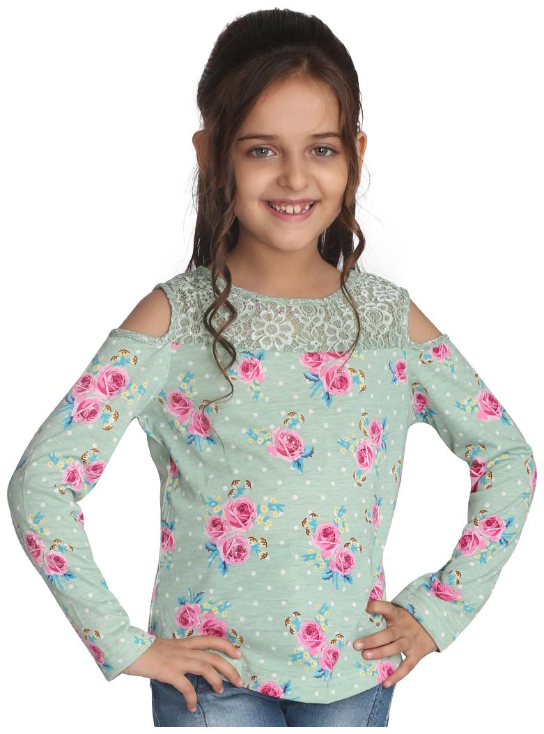 

Cutecumber Girl Cotton Floral Top - Green