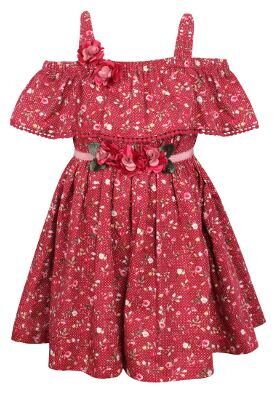 

Cutecumber Baby girl Cotton Solid Princess frock - Maroon