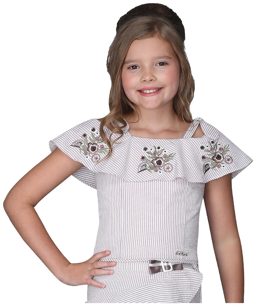 

Cutecumber Girl Cotton Striped Top - White