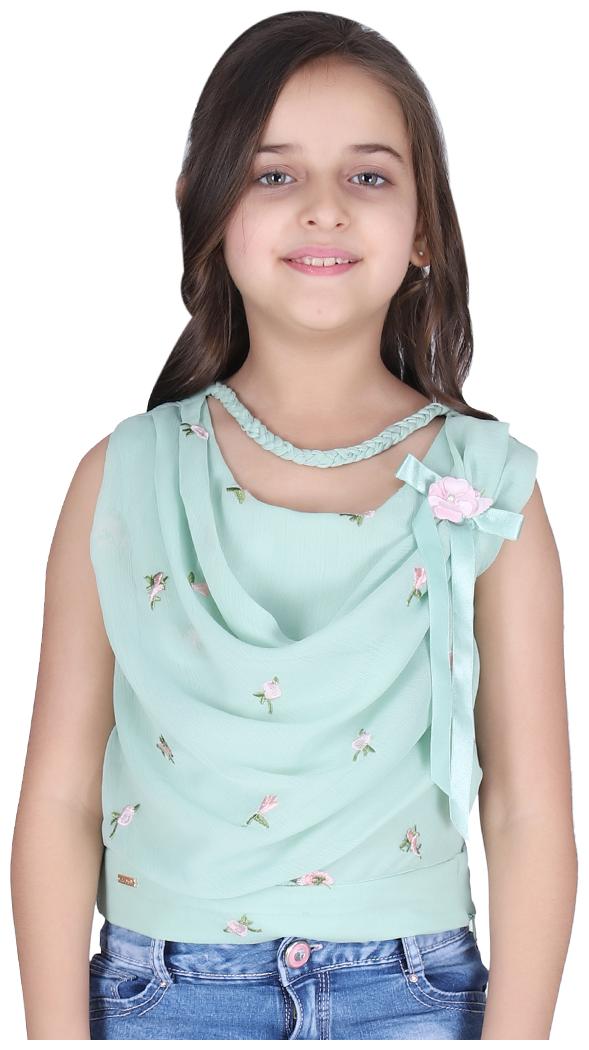 

Cutecumber Georgette Floral Top for Baby Girl - Green