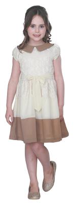 

Cutecumber Cream Lace Short Sleeves Knee Length Collar Frock ( Pack of 1 )