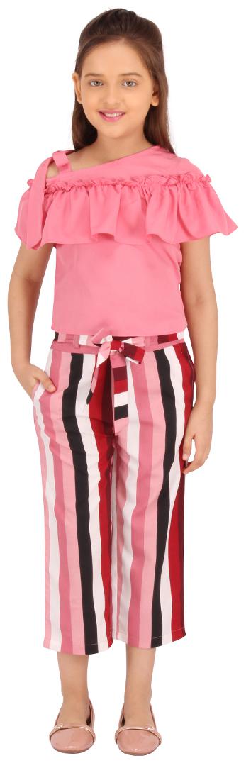 

Cutecumber Girl Georgette Top Bottom Set - Multi
