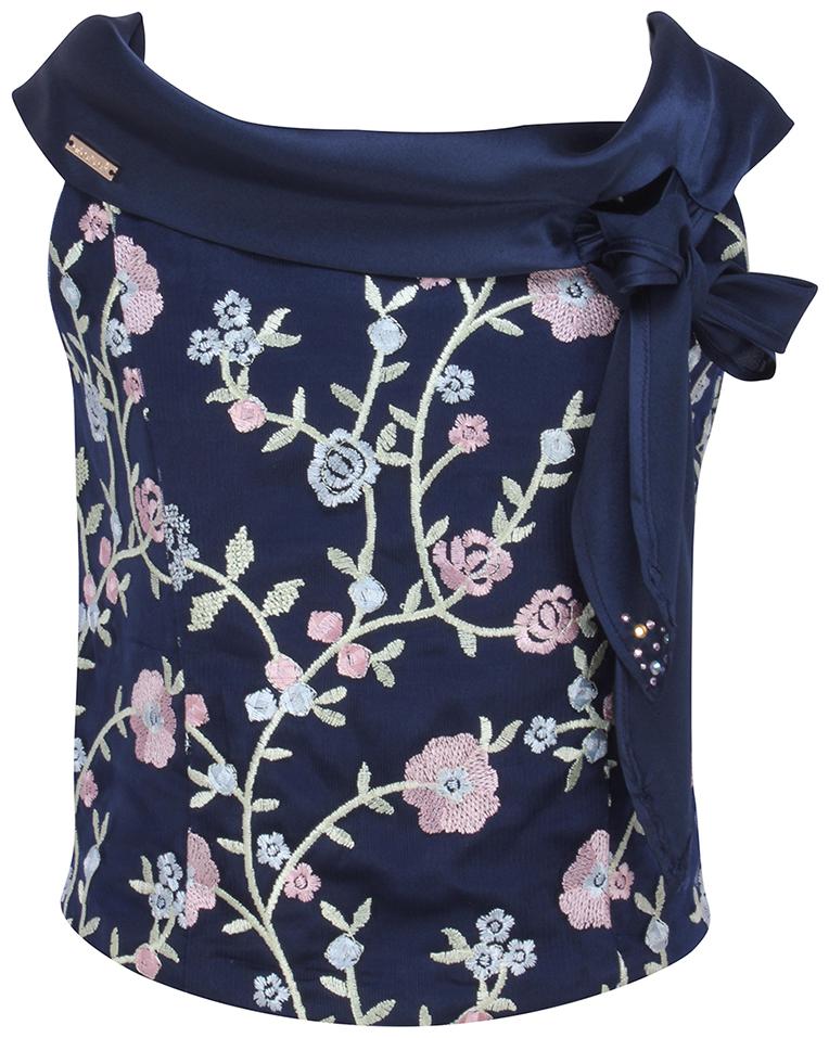 

Cutecumber Girl Satin Embellished Top - Blue