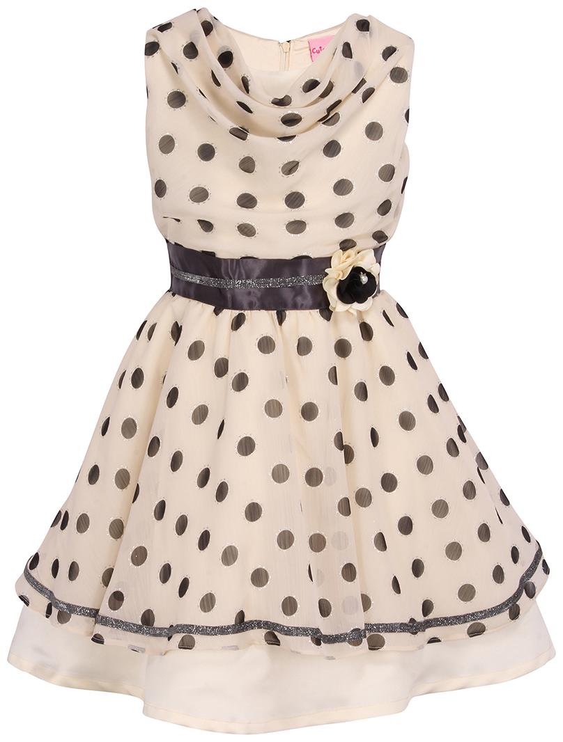 

Cutecumber Cream Georgette Sleeveless Knee Length Princess Frock ( Pack of 1 )
