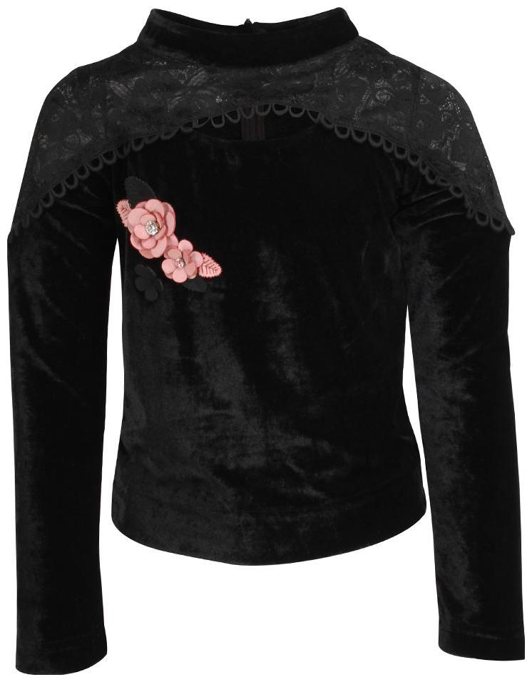 

Cutecumber Girl Polyester Embellished Top - Black