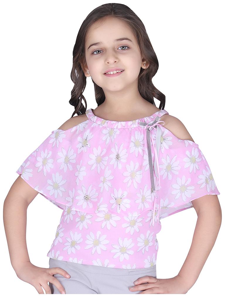 

Cutecumber Girl Georgette Floral Top - Pink