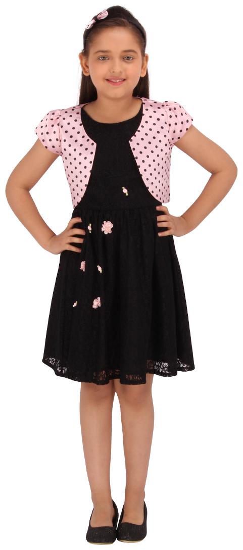 

Cutecumber Pink Black Lace Sleeveless Knee Length Princess Frock ( Pack of 1 )