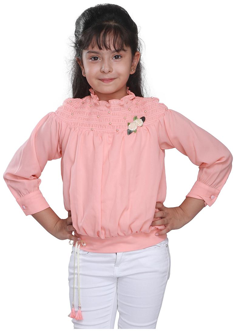 

Cutecumber Georgette Solid Top for Baby Girl - Pink