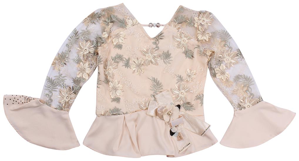 

Cutecumber Girl Net Floral Top - Beige