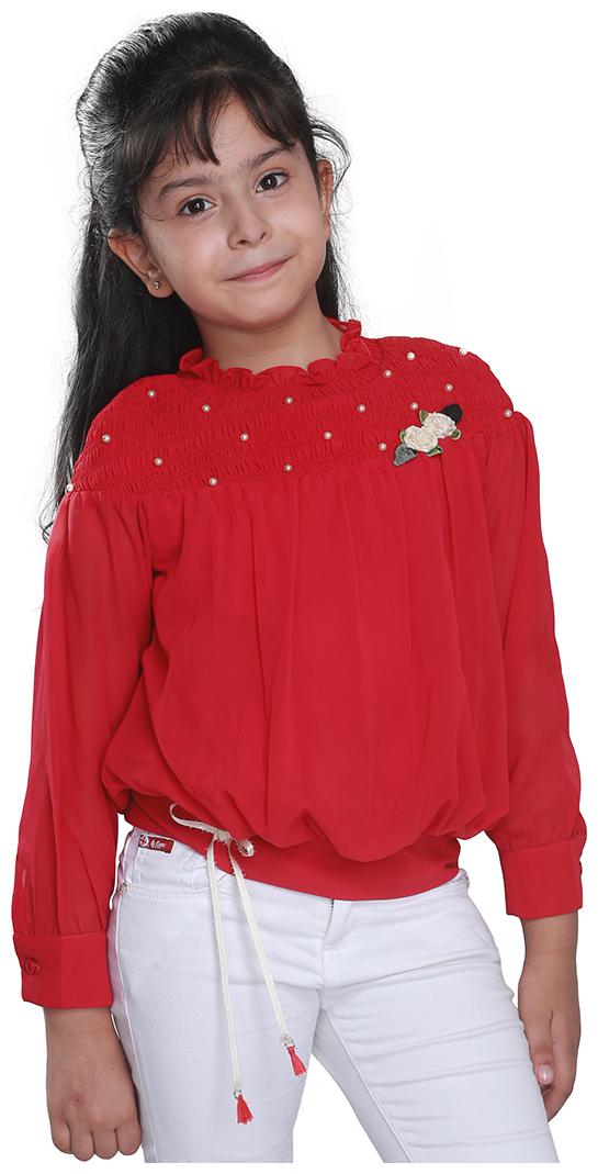 

Cutecumber Georgette Solid Top for Baby Girl - Red