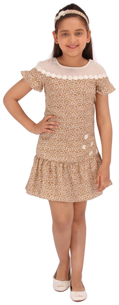 

Cutecumber Beige Polyester Short Sleeves Knee Length Princess Frock ( Pack of 1 )