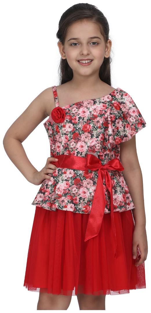

Cutecumber Red Net Sleeveless Knee Length Princess Frock ( Pack of 1 )