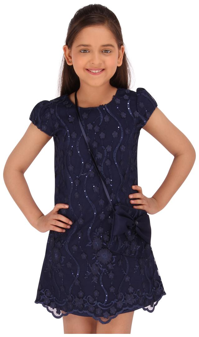 

Cutecumber Blue Net Short Sleeves Knee Length Princess Frock ( Pack of 1 )