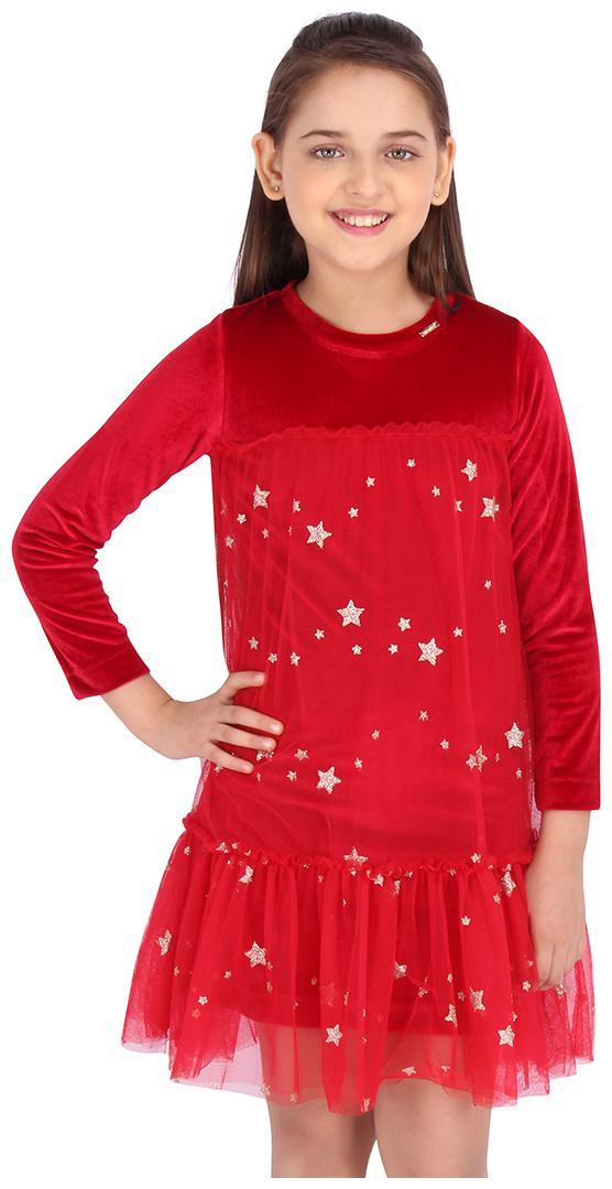 

Cutecumber Red Net Full Sleeves Knee Length Princess Frock ( Pack of 1 )